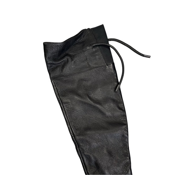 Calvin Klein Brynn Boots Thigh High Black Leather 7 OTK Designer - Picture 3 of 8